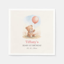 Cumpleaños de niña 1er oso de peluche lindo globo