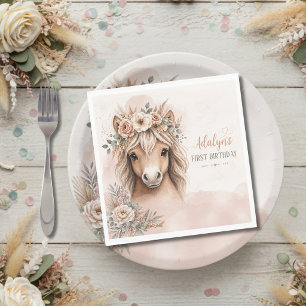 Servilleta De Papel Cumpleaños de Niña Bonita Boho Caballo Uno