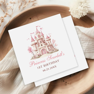 Servilleta De Papel Cumpleaños de niña Castillo de la Princesa Rosa