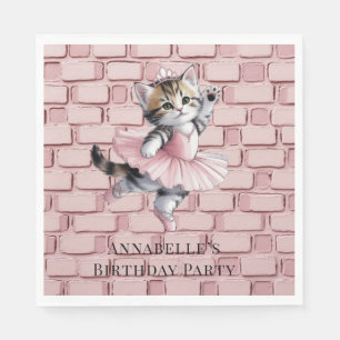 Servilleta De Papel Cumpleaños de niña con gatito bailarín