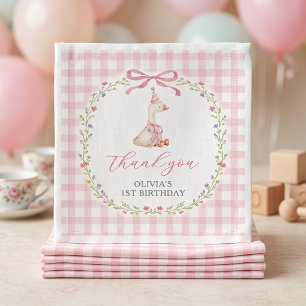 Servilleta De Papel Cumpleaños de niña de gingham rosa Silly Goose
