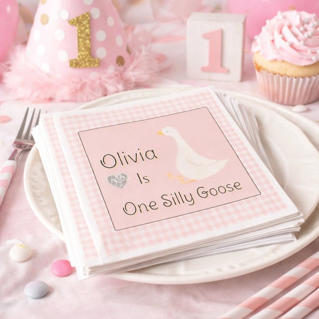 Servilleta De Papel Cumpleaños de niña de One Silly Goose con cuadros  (Subido por el creador)