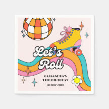 Cumpleaños de niña de patinaje retro Let's Roll