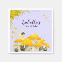 Cumpleaños de niña hada hongo amarillo mariposa