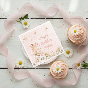 Servilleta De Papel Cumpleaños de niña jardín de hadas
