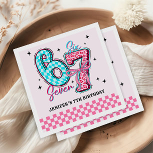 Servilleta De Papel Cumpleaños de niña Pastel 67 Seis Siete