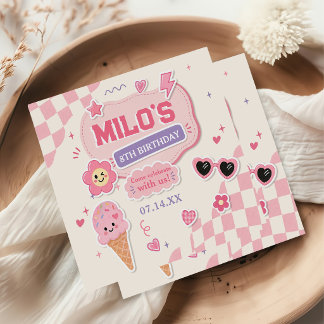 Servilleta De Papel Cumpleaños de niña rosa retro