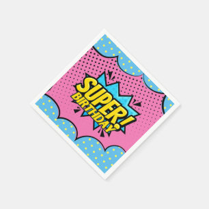 Servilleta De Papel Cumpleaños de niña superheroína de cómic
