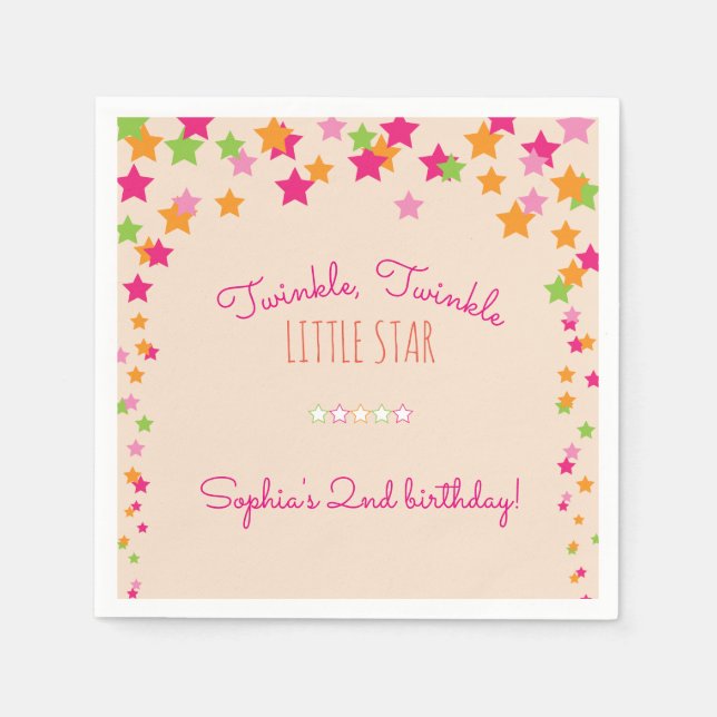 Servilleta De Papel Cumpleaños de niña Twinkle Twinkle Little Star (Anverso)