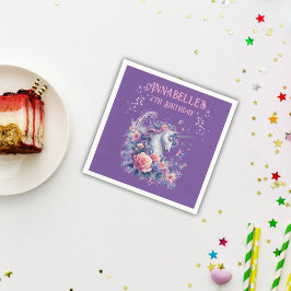 Servilleta De Papel Cumpleaños de niña Unicornio Mágico Rosa Purpura 