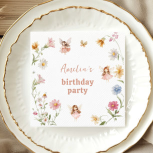 Servilleta De Papel Cumpleaños de niñas del jardín de hadas pastel