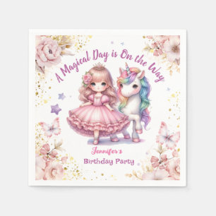 Servilleta De Papel Cumpleaños de Niñas Princesa Unicornio Fiesta de C