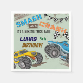 Servilleta De Papel Cumpleaños de niño con Monster Trucks