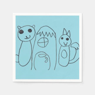 Servilleta De Papel Cumpleaños de niños animales lindos Baby Blue