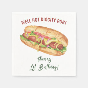 Servilleta De Papel Cumpleaños de niños con hot dog acuarela