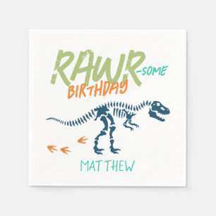 Servilleta De Papel Cumpleaños de niños Cool Blue Dinosaur Dig