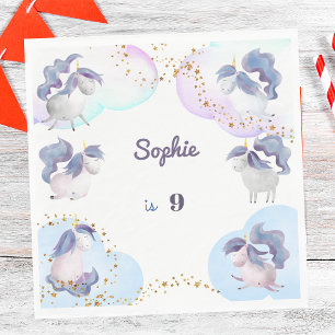 Servilleta De Papel cumpleaños de niños de unicornios adorables