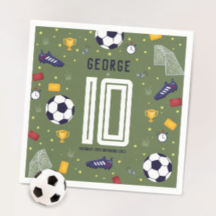 Servilleta De Papel Cumpleaños de niños Deportes Fútbol Verde Genial