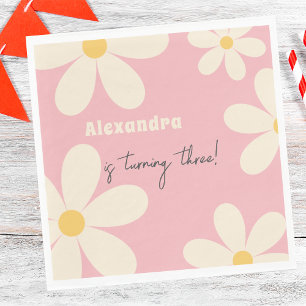 Servilleta De Papel cumpleaños de niños florales de Retro Daisy