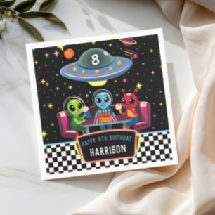 Servilleta De Papel Cumpleaños de niños Galaxia Neon Alien Espacial