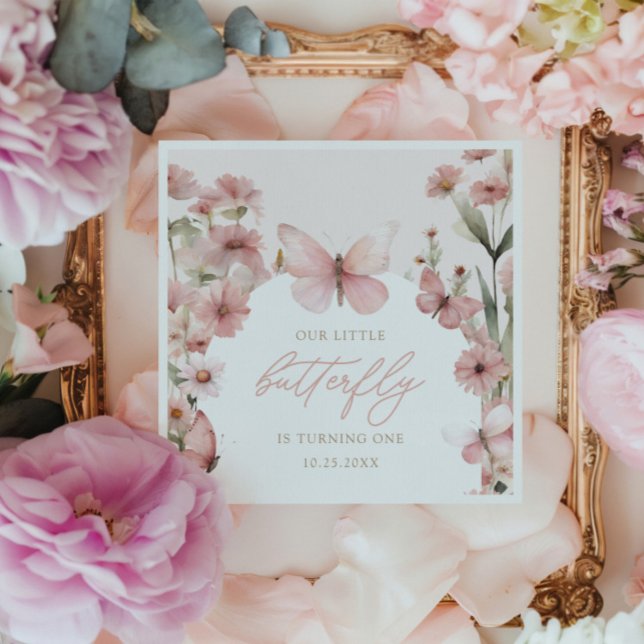 Servilleta De Papel Cumpleaños de nuestros Chicas rosados de mariposa (Subido por el creador)