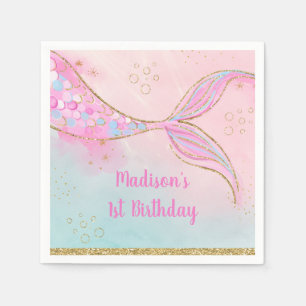 Servilleta De Papel Cumpleaños de Oro Rosa de Sirena