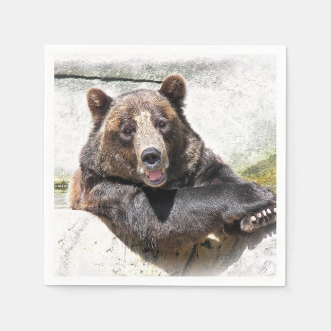 Servilleta De Papel cumpleaños de oso sonriente (Anverso)