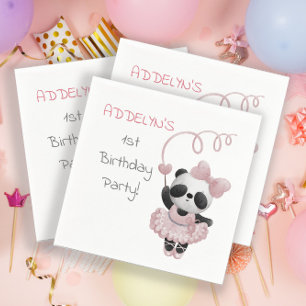 Servilleta De Papel Cumpleaños de Panda Bailarina 1er año