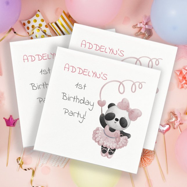 Servilleta De Papel Cumpleaños de Panda Bailarina 1er año (Subido por el creador)