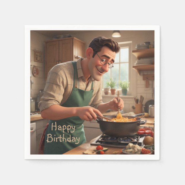 Servilleta De Papel Cumpleaños de Papá el Chef (Anverso)