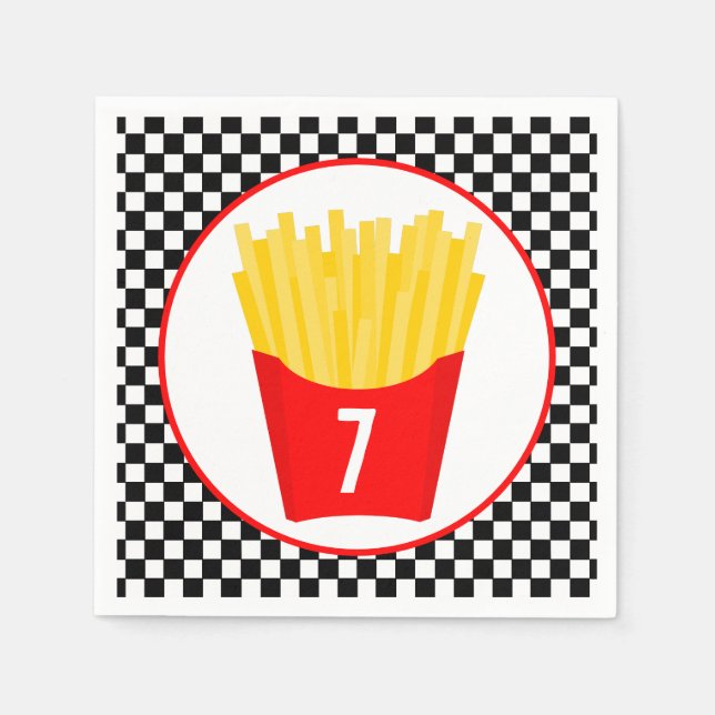 Servilleta De Papel Cumpleaños de papas fritas de comida rápida (Anverso)
