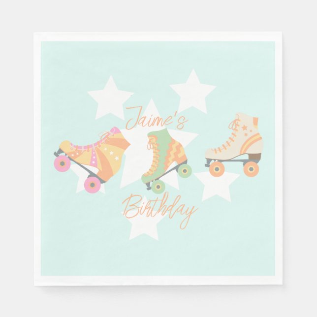 Servilleta De Papel Cumpleaños de patinaje en pastel estrellas (Anverso)