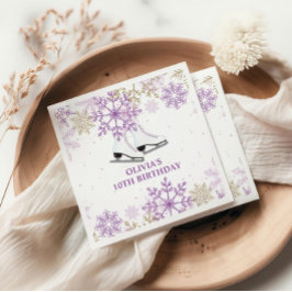 Servilleta De Papel Cumpleaños de patinaje sobre hielo copo de nieve p