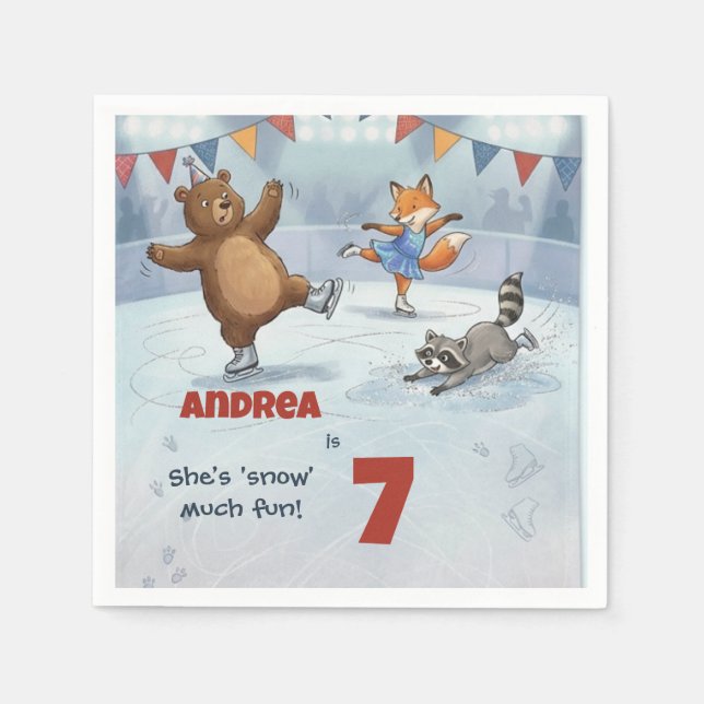 Servilleta De Papel Cumpleaños de patinaje sobre hielo de Winter Slaps (Anverso)