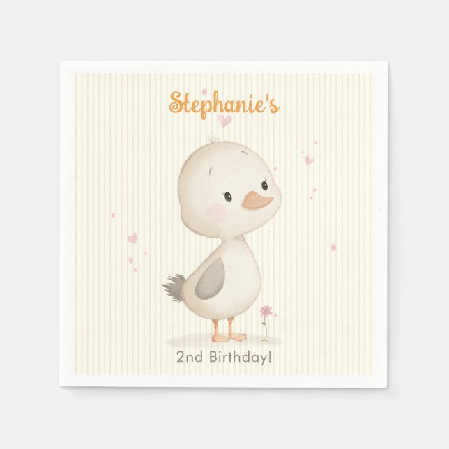 Servilleta De Papel Cumpleaños de Patito Dulce (Anverso)