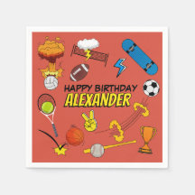 Cumpleaños de Pelotas Deportivas Retro de Cómic