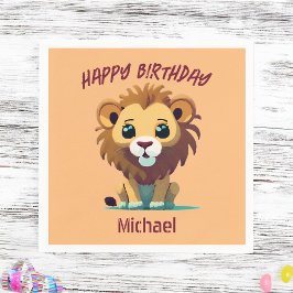 Servilleta De Papel Cumpleaños de Pequeños Leones Personalizados