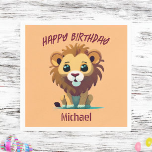 Servilleta De Papel Cumpleaños de Pequeños Leones Personalizados