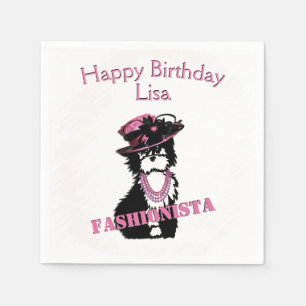 Servilleta De Papel Cumpleaños de perrito Fashionista personalizado