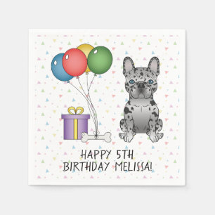 Servilleta De Papel Cumpleaños de perro de dibujos animados Bulldog Fr