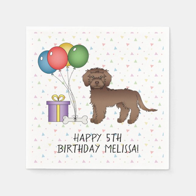 Servilleta De Papel Cumpleaños de perro de dibujos animados Mini Golde (Anverso)