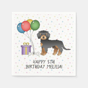 Servilleta De Papel Cumpleaños de perro mini Goldendoodle negro y bron