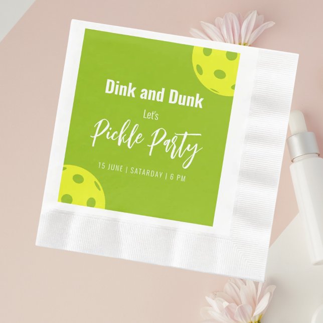 Servilleta De Papel Cumpleaños de Pickleball con tema de neón lima est (Subido por el creador)