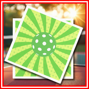 Servilleta De Papel Cumpleaños de Pickleball Verde RAYAS RETRO Deporte
