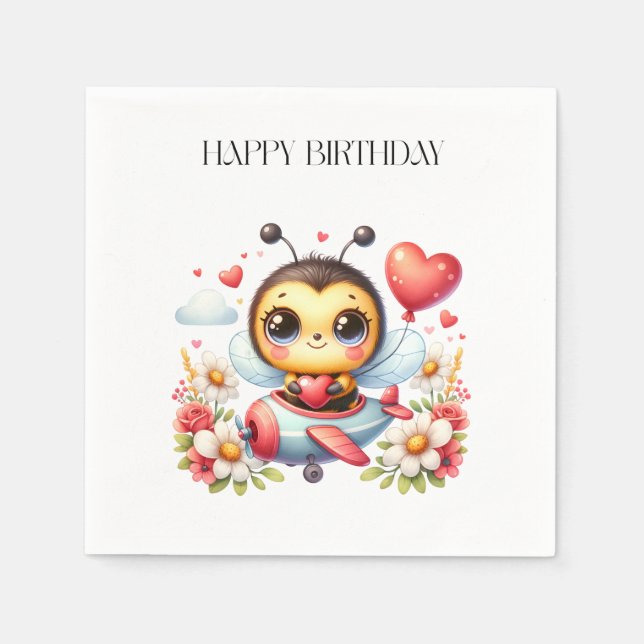 Servilleta De Papel Cumpleaños de piloto abeja (Anverso)