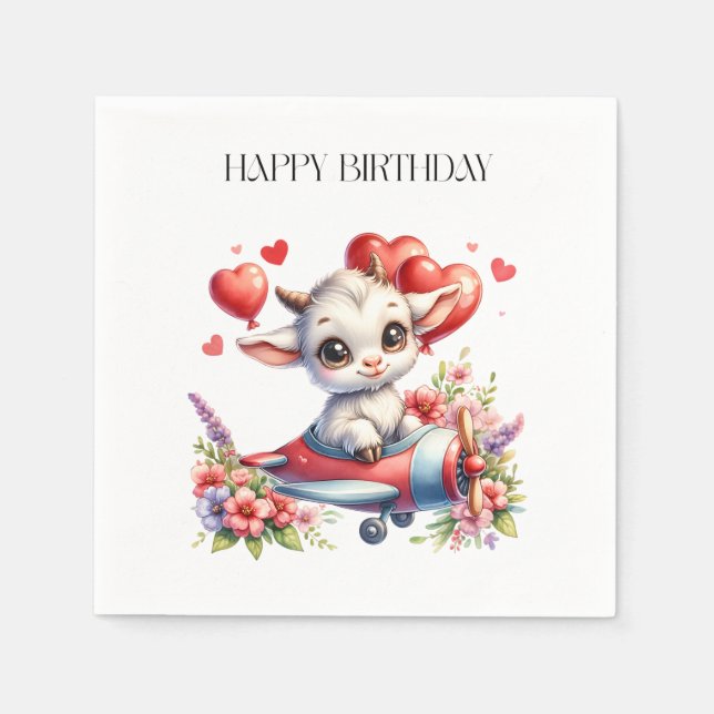 Servilleta De Papel Cumpleaños de Piloto de Cabra (Anverso)