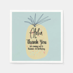 Servilleta De Papel Cumpleaños de Piña Verano Tropical Aloha Gracias