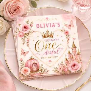 Servilleta De Papel Cumpleaños de Pink Princess One-derful
