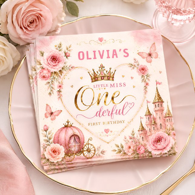 Servilleta De Papel Cumpleaños de Pink Princess One-derful (Subido por el creador)