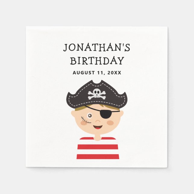Servilleta De Papel Cumpleaños de Pirate Boy | Fiesta de aventuras de  (Anverso)